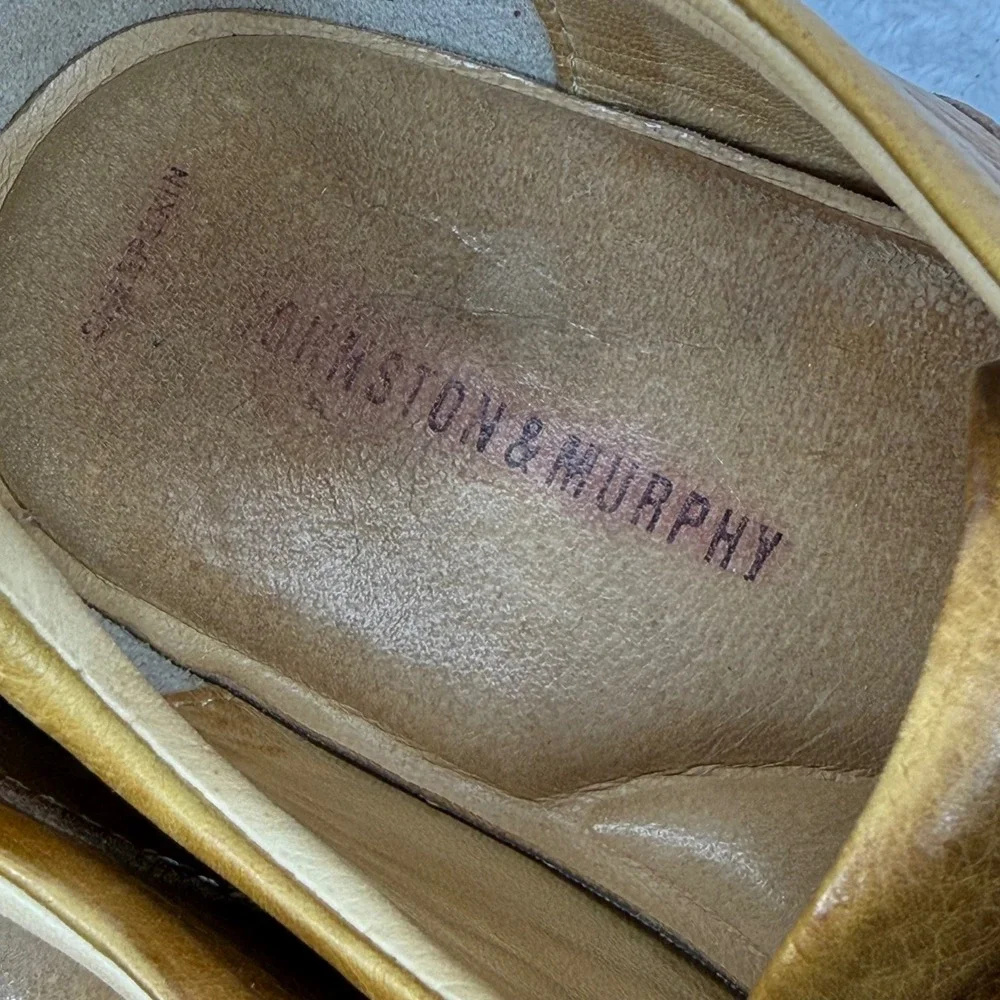 Johnston &‎ Murphy Mens Tan Leather Square Toe Oxford Shoes 20-7233 Size 11M